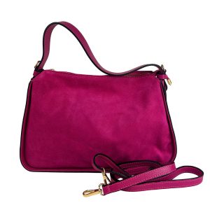 borsa a spalla camoscio fucsia tracolla