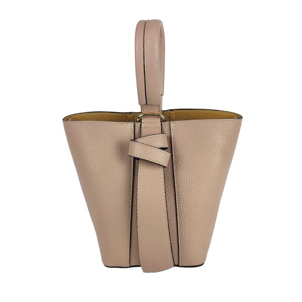 Borsa a mano pelle cestello rosa cipria
