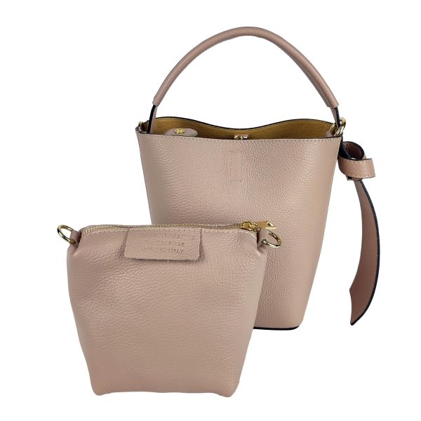 Borsa a mano pelle cestello rosa pochette
