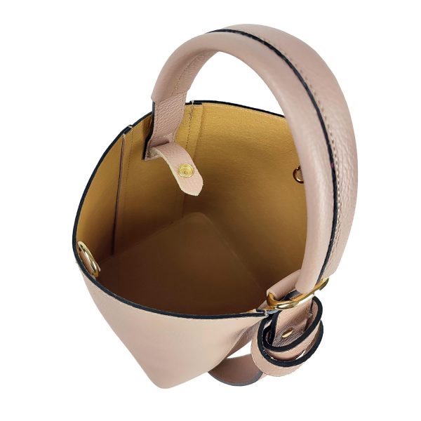 Borsa a mano pelle cestello rosa sopra
