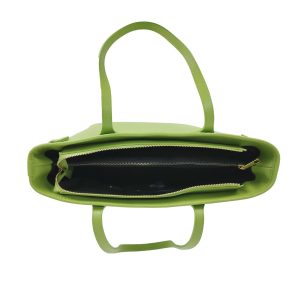 borsa shopper pelle lime interno