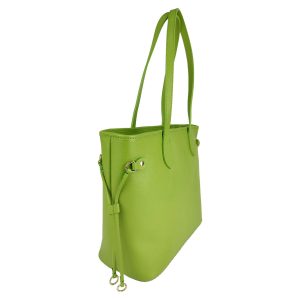 borsa shopper pelle lime lato