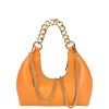borsa a mano pelle arancione catena