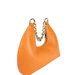 borsa a mano pelle arancione lato
