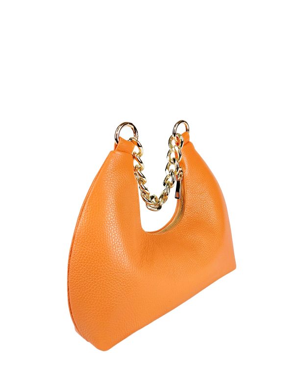 borsa a mano pelle arancione lato