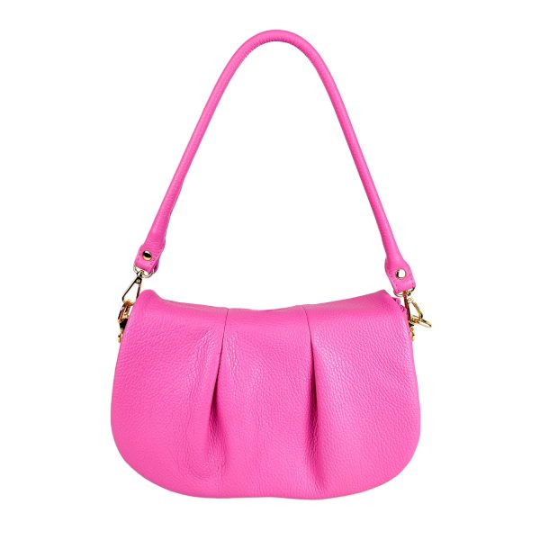 borsa a spalla pelle pieghe rosa