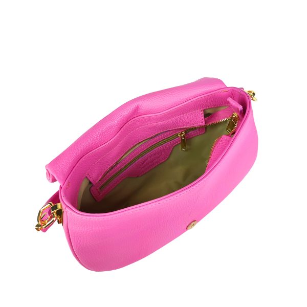 borsa a spalla pelle pieghe rosa interno
