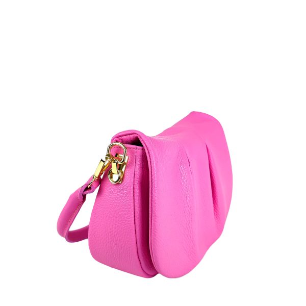 borsa a spalla pelle pieghe rosa lato