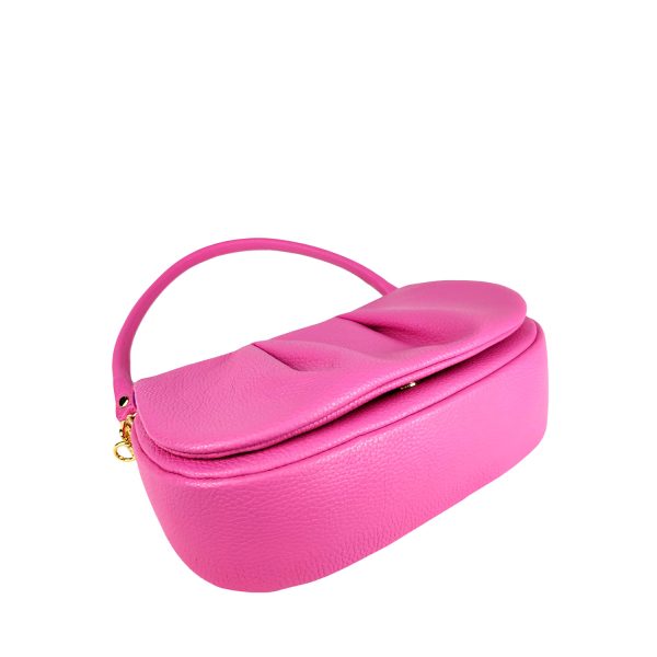 borsa a spalla pelle pieghe rosa sotto