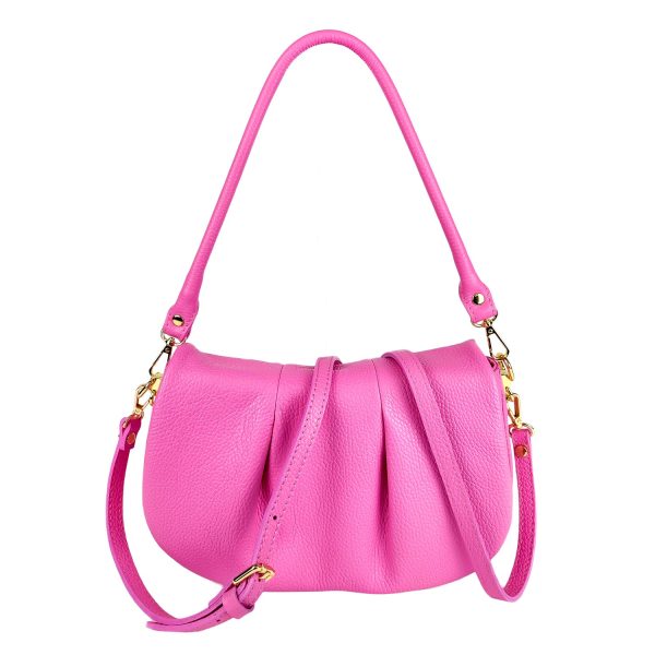 borsa a spalla pelle pieghe rosa tracolla