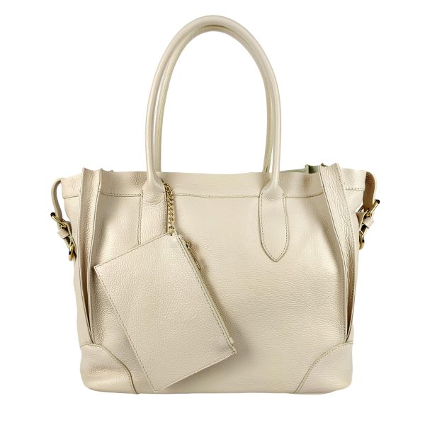 borsa shopper pelle panna
