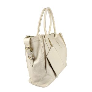 borsa shopper pelle panna lato