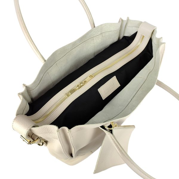 borsa shopper pelle panna sopra