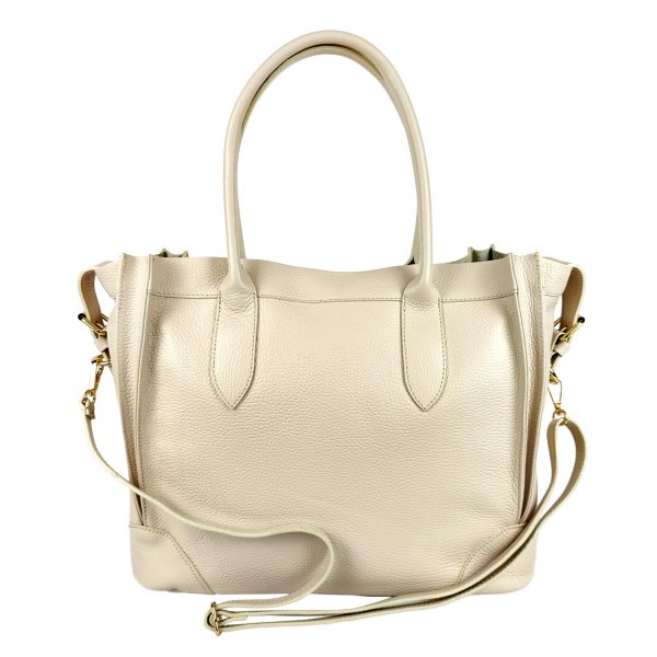 borsa shopper pelle panna tracolla