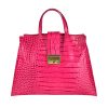 borsa a mano pelle rettile fuchsia