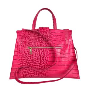 borsa a mano pelle rettile fuchsia tracolla
