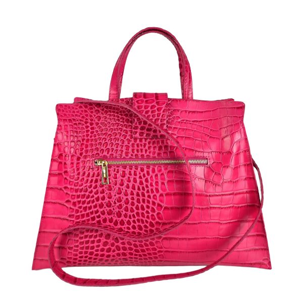 borsa a mano pelle rettile fuchsia tracolla
