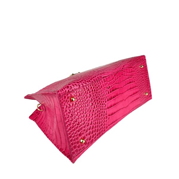 borsa a mano pelle rettile fuchsia fondo