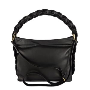 borsa a spalla pelle manico intrecciato nero tracolla