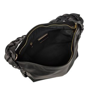 borsa a spalla pelle manico intrecciato nero interno