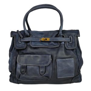 borsa a mano pelle blu