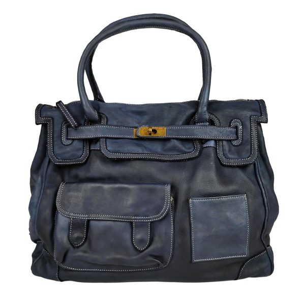borsa a mano pelle blu