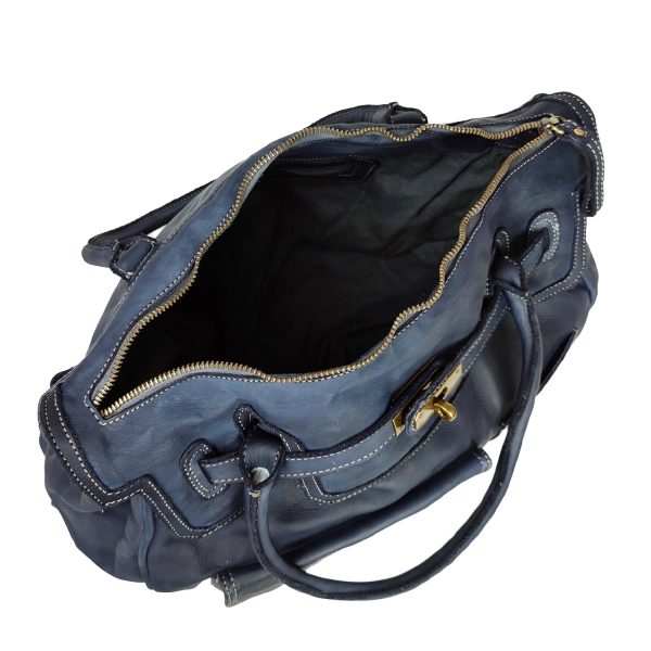 borsa a mano pelle blu
