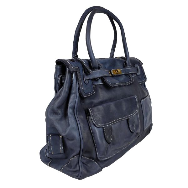 borsa a mano pelle blu