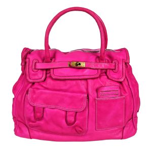 borsa a mano pelle fuchsia