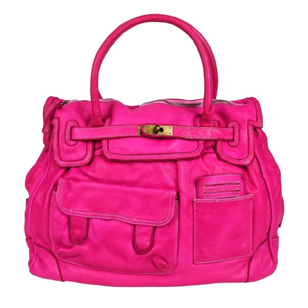 borsa a mano pelle fuchsia