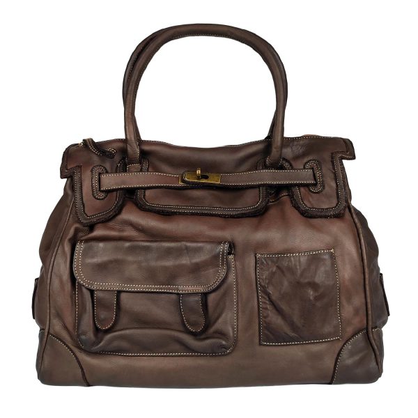 borsa a mano pelle testa di moro