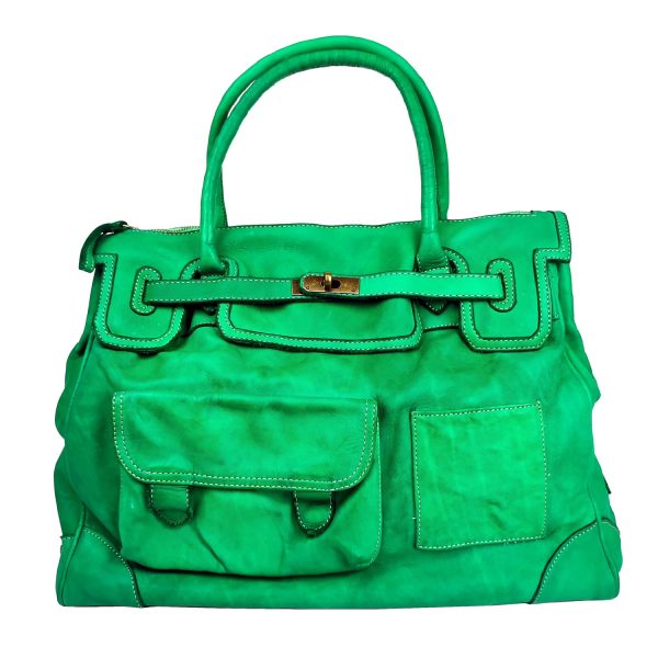 borsa a mano pelle verde