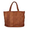 shopper pelle intrecciata marrone cuoio
