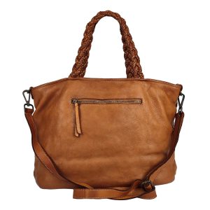 shopper pelle intrecciata marrone cuoio