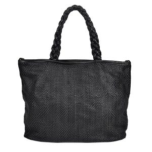 shopper pelle intrecciata nero