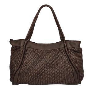 borsa a spalla pelle intrecciata testa di moro