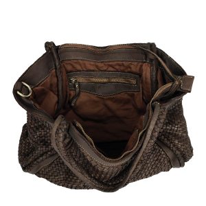 borsa a spalla pelle intrecciata testa di moro