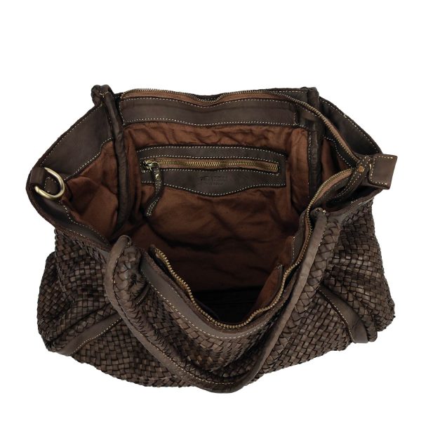 borsa a spalla pelle intrecciata testa di moro