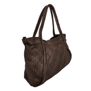 borsa a spalla pelle intrecciata testa di moro