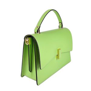borsa a mano pelle verde lato