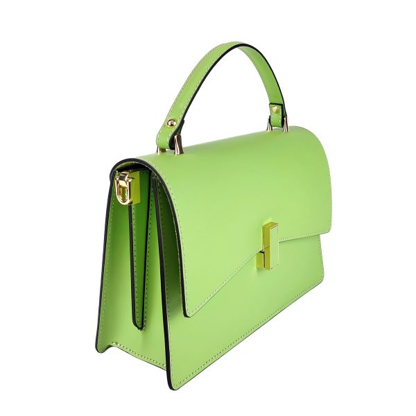 borsa a mano pelle verde lato