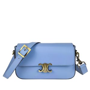 borsa tracolla pelle azzurro fronte