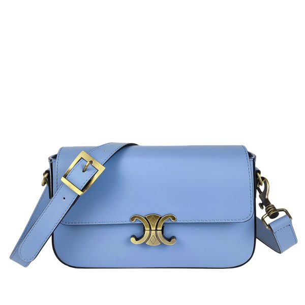 borsa tracolla pelle azzurro fronte