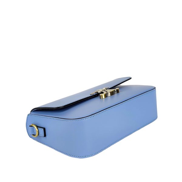 borsa tracolla pelle azzurro fondo