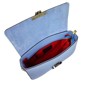 borsa tracolla pelle azzurro interno