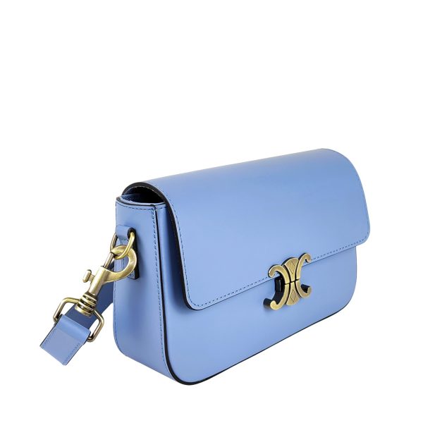 borsa tracolla pelle azzurro lato