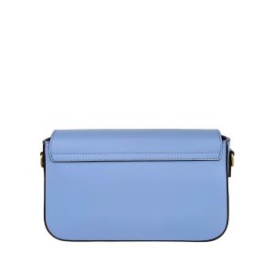 borsa tracolla pelle azzurro retro