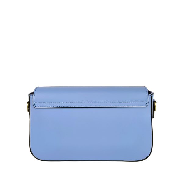 borsa tracolla pelle azzurro retro