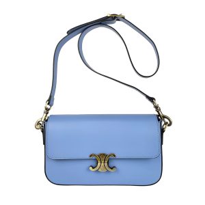 borsa tracolla pelle azzurro