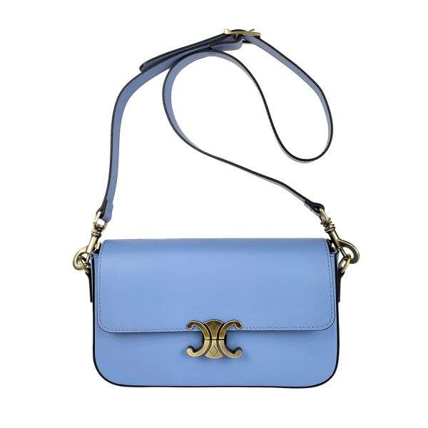 borsa tracolla pelle azzurro